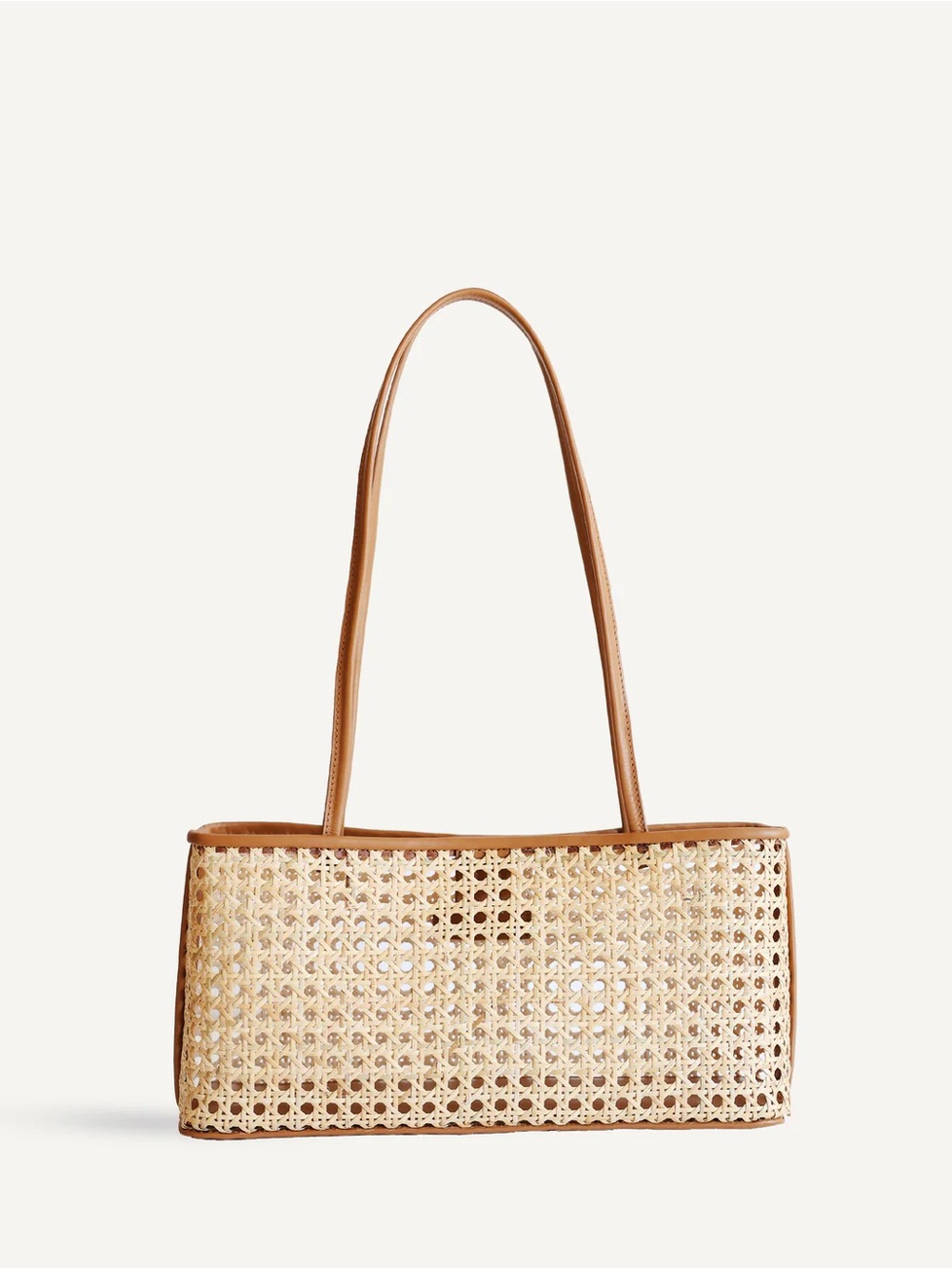 Woven Rectangle Shoulder Bag in Natural/Tan